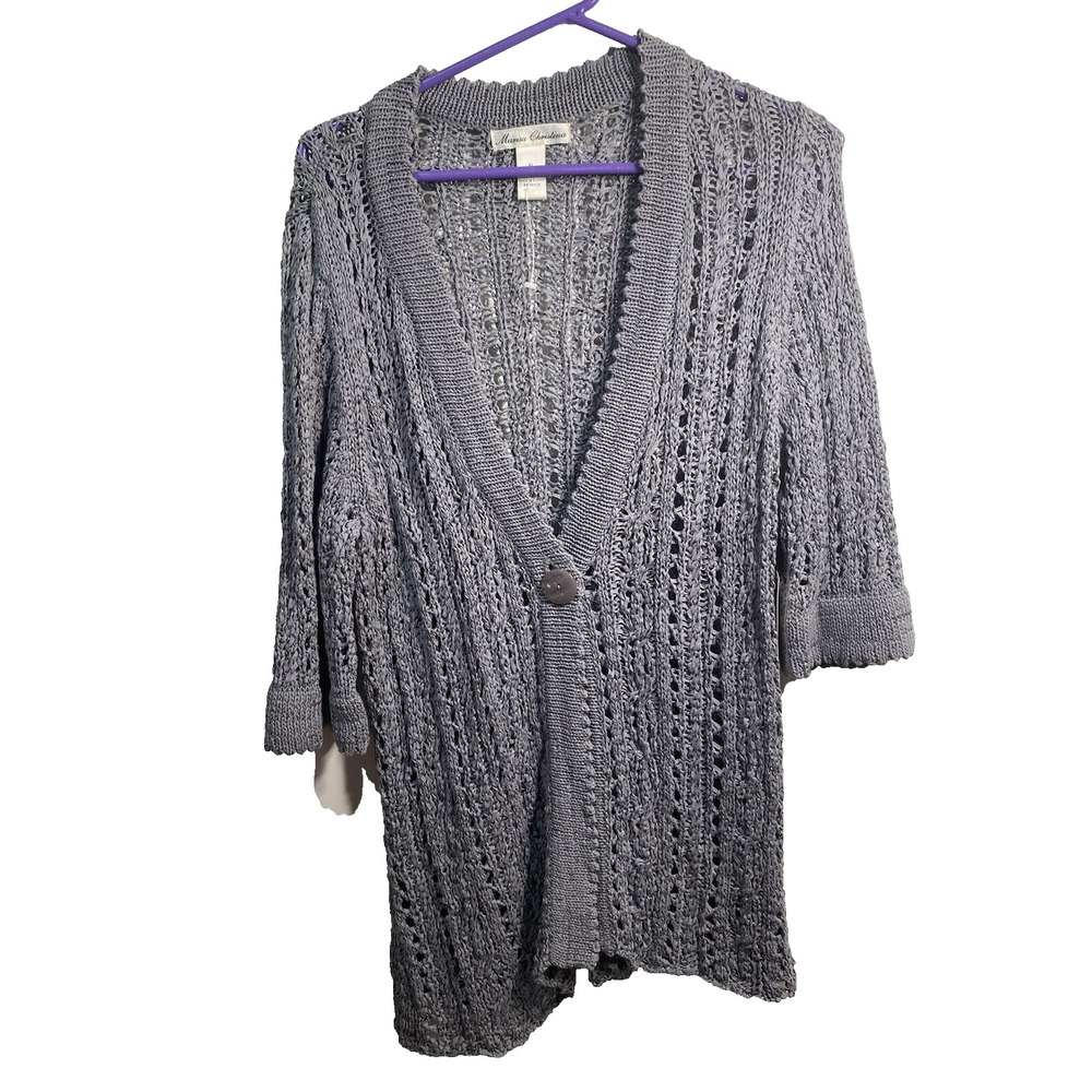 marisa christina womens blue knit long sleeve button‎ cardigan sweater size XL